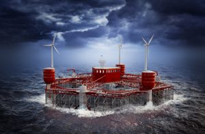 Hexbox_final Hex Box, the offshore fish farm, in harsh ocean environment.